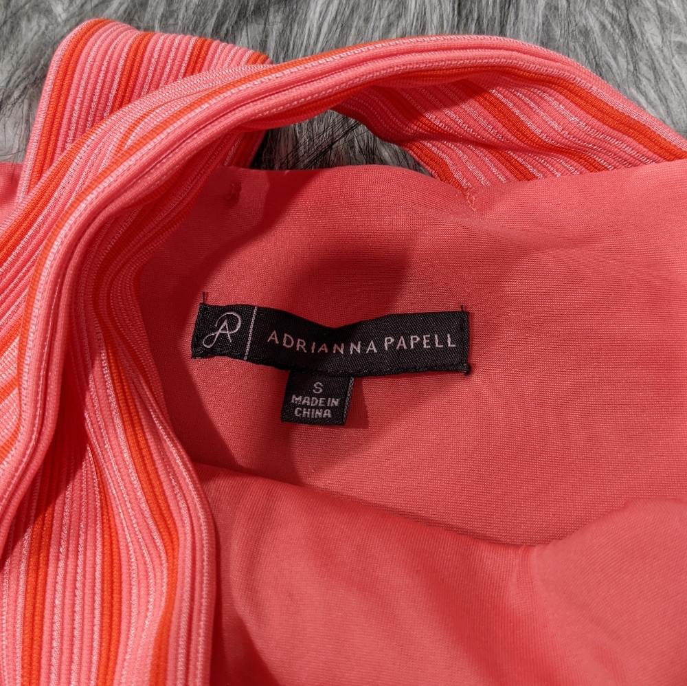 🧡SOLD💓Adrianna Papell pink/red striped dress - Picture 5 of 9